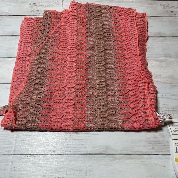 Becca by Rebecca Virtue CORAL MULTI Neon Crochet Swim Cover-Up M/L swim dress - Picture 4 of 7